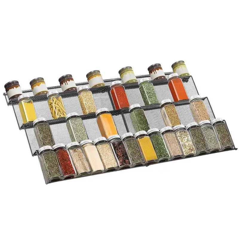 

Spice Organizer For Drawer 4 Tier Metal Seasoning Jar Drawer Insert Kitchen Expandable Spice Rack Tray For Drawer/Countertop