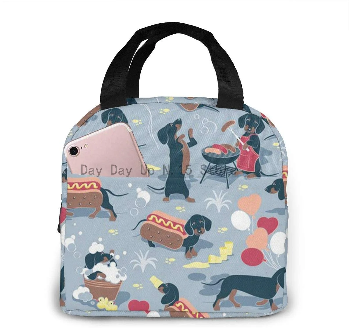 

Dachshunddog Reusable Insulated Thermal Lunch Bag Case Handbags Tote with Zipper for Adults Nurse Teacher Work Travel Picnic