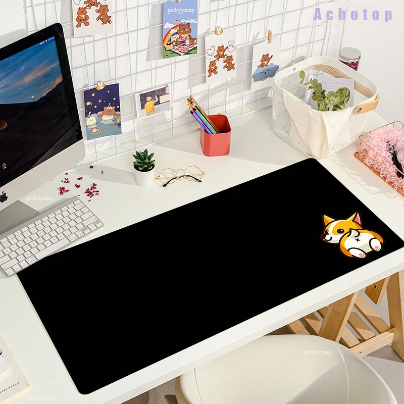 Black Cute Cat and Kerky dog HD Thickened Mouse Pad purple Cartoon Animal Personality Oversized Gaming Keyboard large Table Mats