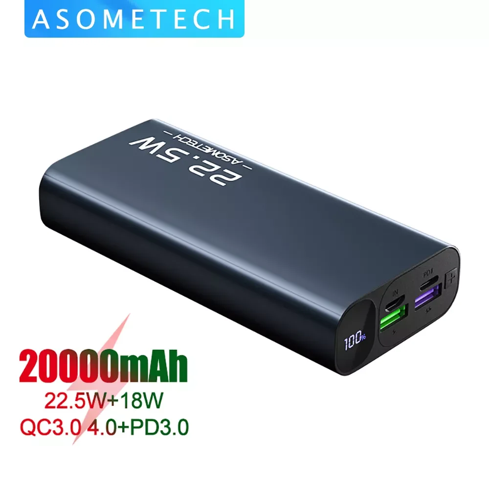 20000mAh 5A Super Fast Charge QC3.0 Power Bank USB C PD3.0 Flash Fast Charger External Battery Powerbank For iPhone 12