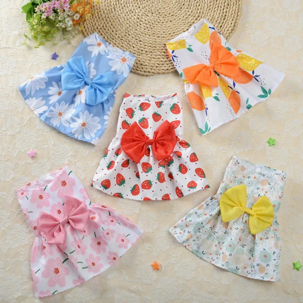 

Pretty Pet Dress Sleeveless Soft Thin Style Floral Print Pet Skirt 5 Colors Small Dog Breathable Lovely Cat Clothing for Summer