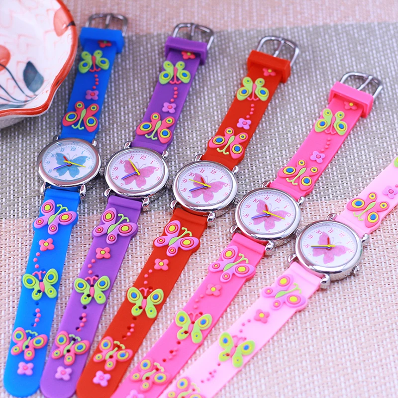 

Chaoyada Children Girls Little Kids Silicone Strap Wristwatch Primary School Students Colorful Butterfly Waterproof Cute Watches