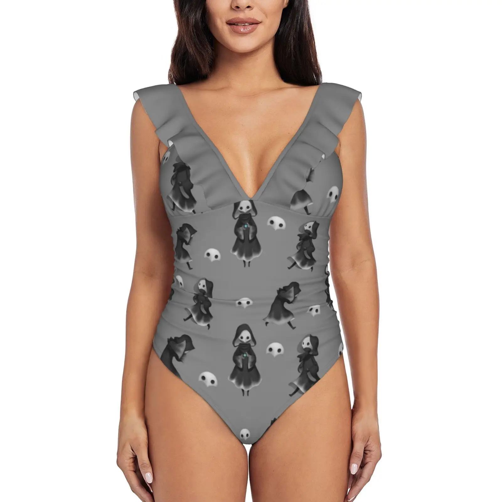 

Женский слитный купальник с оборками и принтом, ffxv Ff14