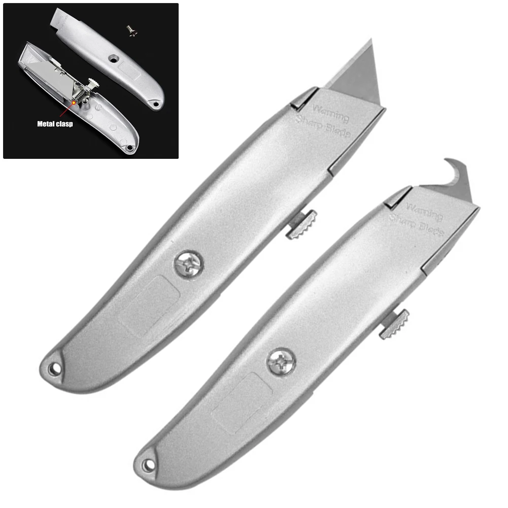 

Cutter Blade Acrylic Board Plastic Paper Cutting Tool Stainless Steel Box Cutter With Belt Clip Sharp Blade For Home Office