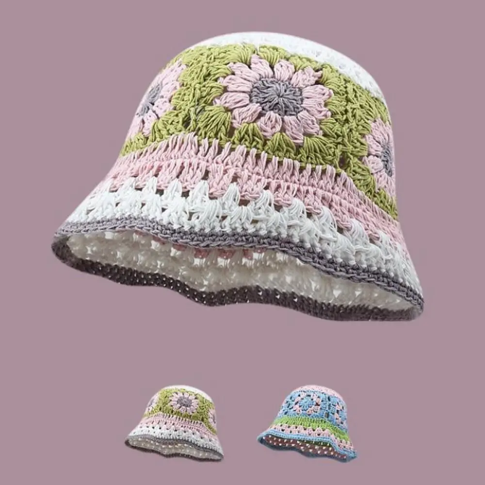 

Women's Summer Summer Fashion Handmade Crochet Hollow Knitted Hat Bucket Hats Beach Hat