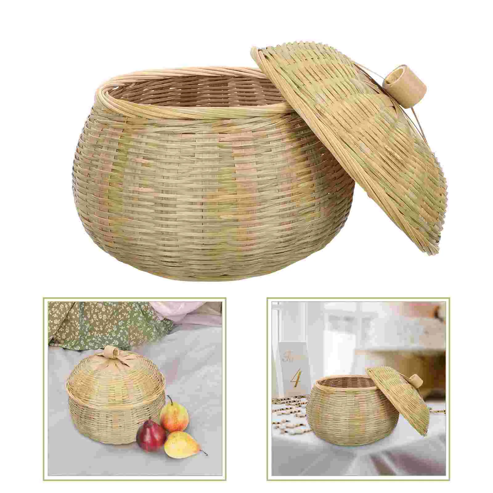 

Storage Basket Lid Tea Leaf Kitchen Multi-function Bamboo Egg Organizing Household