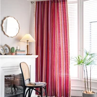 boho rainbow stripes curtain cotton linen with tassel blackout valance for the luxury living room curtains for living room