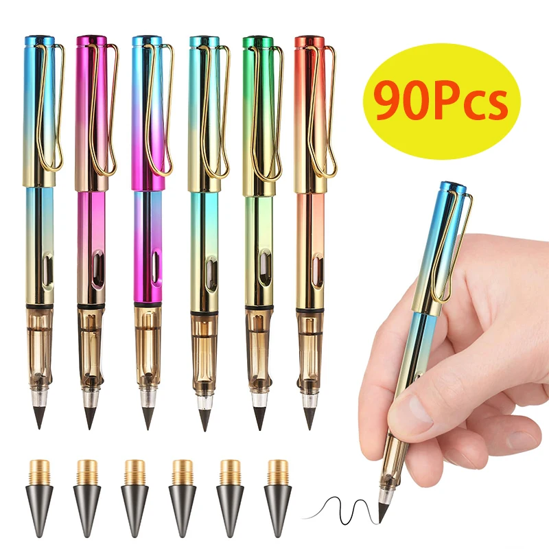 

90Pcs Dazzle Infinity Pencils Technology Unlimited Writing HB Pencils Eraser for Kids Gifts Sketch Painting Tool School Supplies
