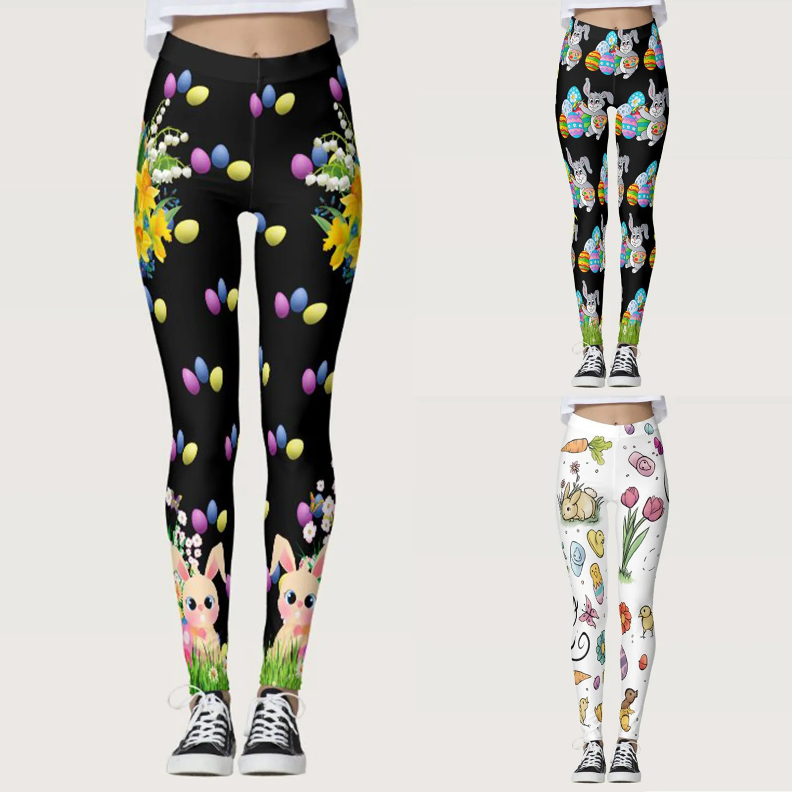 

Пасхальные женские штаны для йоги с высокой талией и принтом, женские леггинсы, Компрессионные Леггинсы с высокой талией для женщин