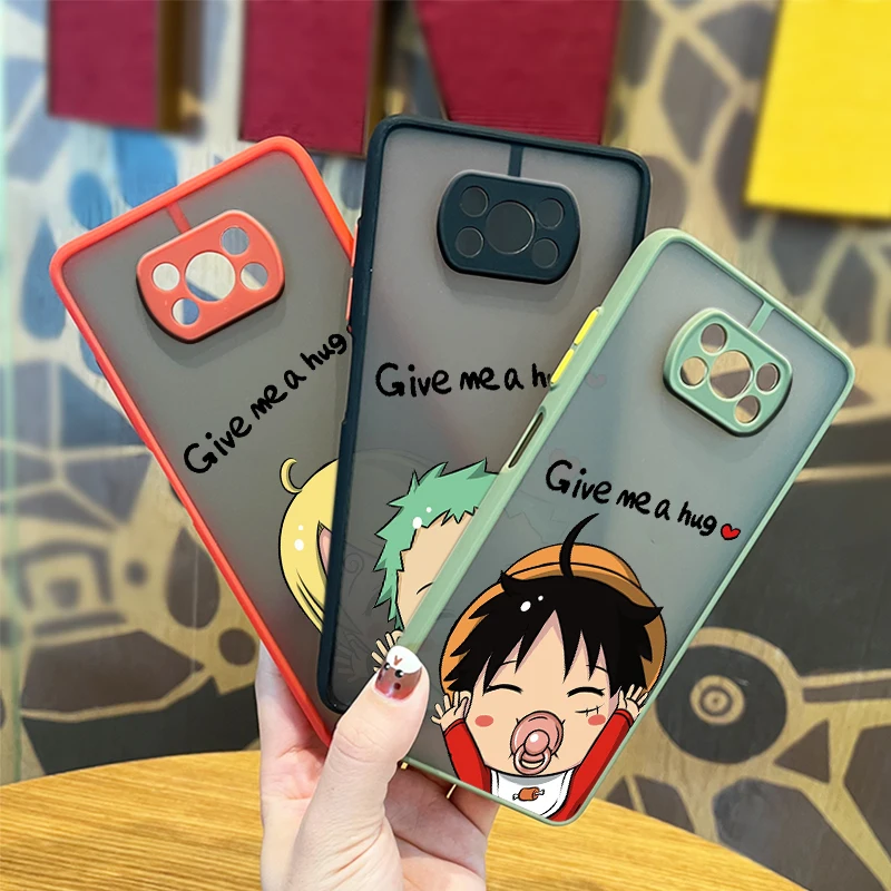 

Cute One Piece Zoro Luffy For Xiaomi Mi 11T 11 10 Ultra Pro Lite Note10 Poco X3 F3 GT NFC M3 Frosted Translucent Phone Case Capa