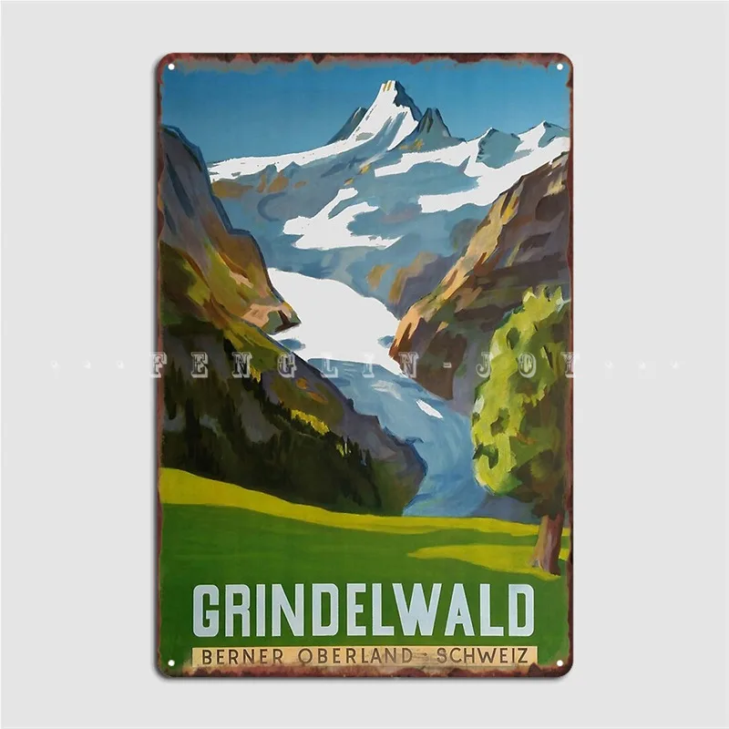 

Grindelwald Switzerland Ski Metal Sign Wall Pub Home Customize Plaques Tin Sign Posters