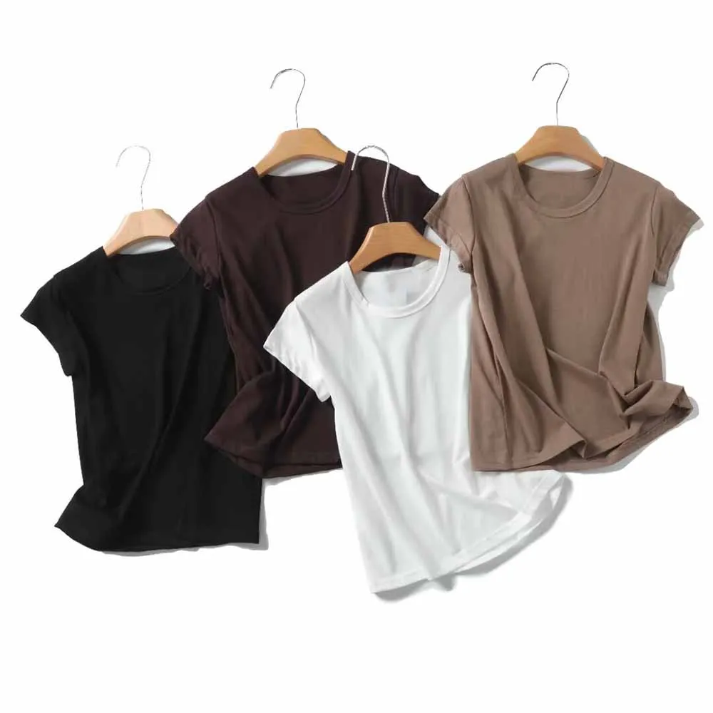 Женская новая модная тонкая универсальная футболка в базовом стиле повседневная
