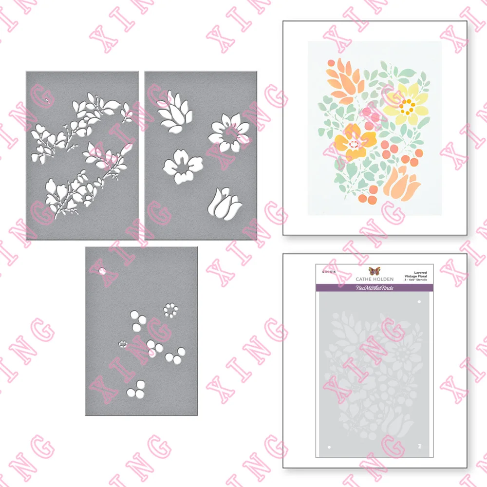 

2022 Newest Painting Scrapbook Decorate Embossing Template Layered Vintage Floral Stencil Diy Greeting Card Craft Reusable Molds