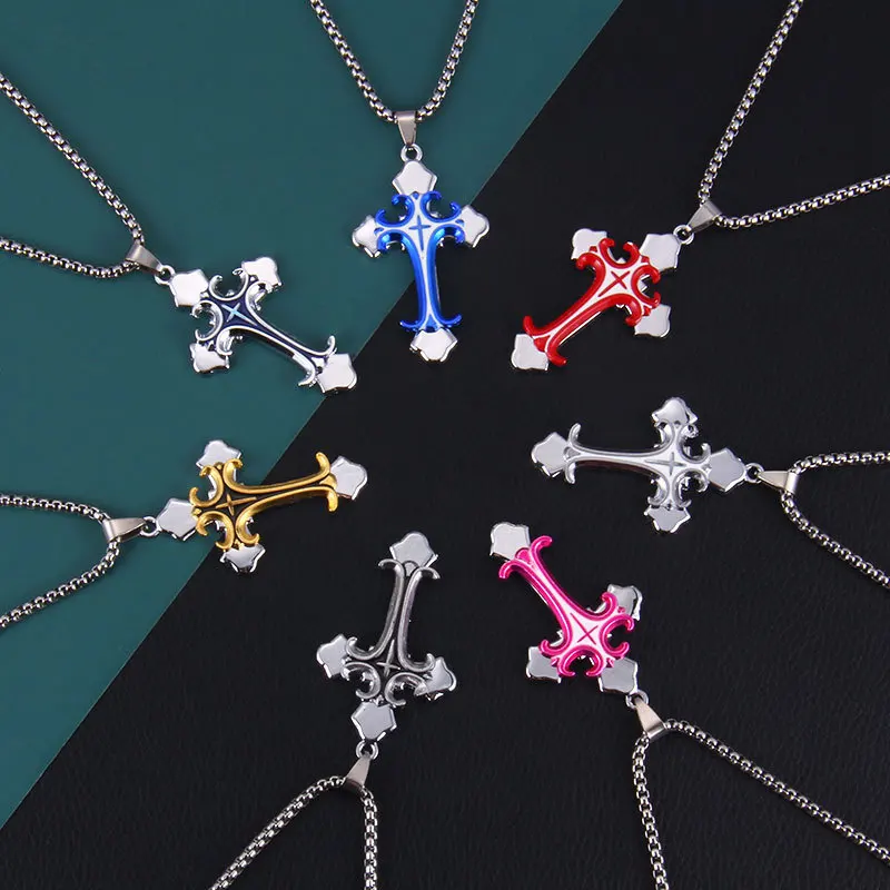 

Cross Pendant Necklace Color Multilayer Cross Metal Frame Pendant Street Personality Hip Hop Stainless Steel Necklace Pendant