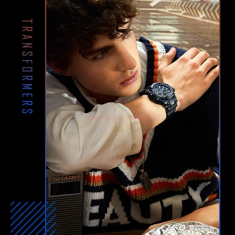 Электронные водонепроницаемые часы-трансформеры мужские светящиеся спортивные