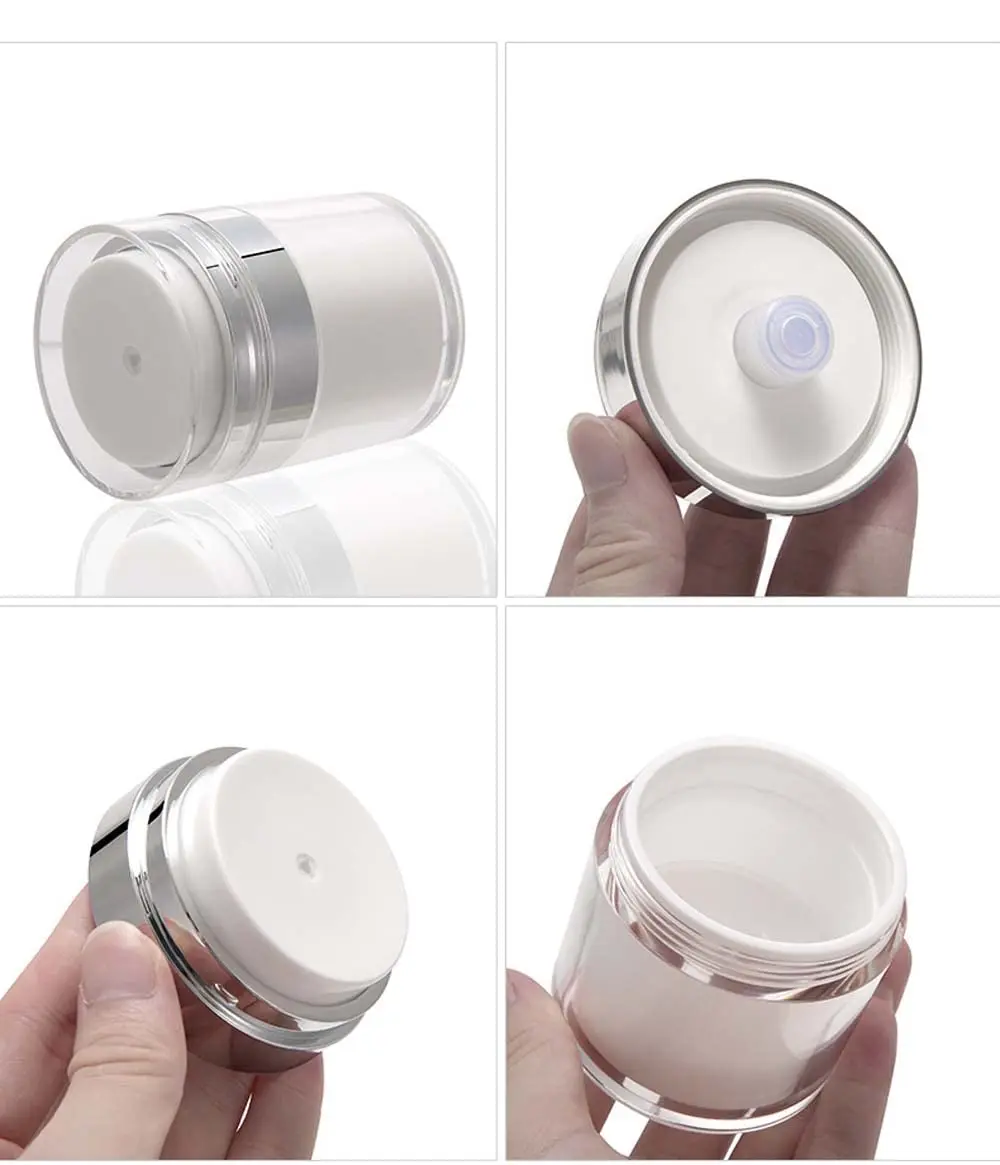 15G 30G 50G 100G Cosmetic Jar Acrylic Cream Refillable Cans Vacuum Bottle Press Style Cream Jar Vials Airless Cosmetic Container images - 6
