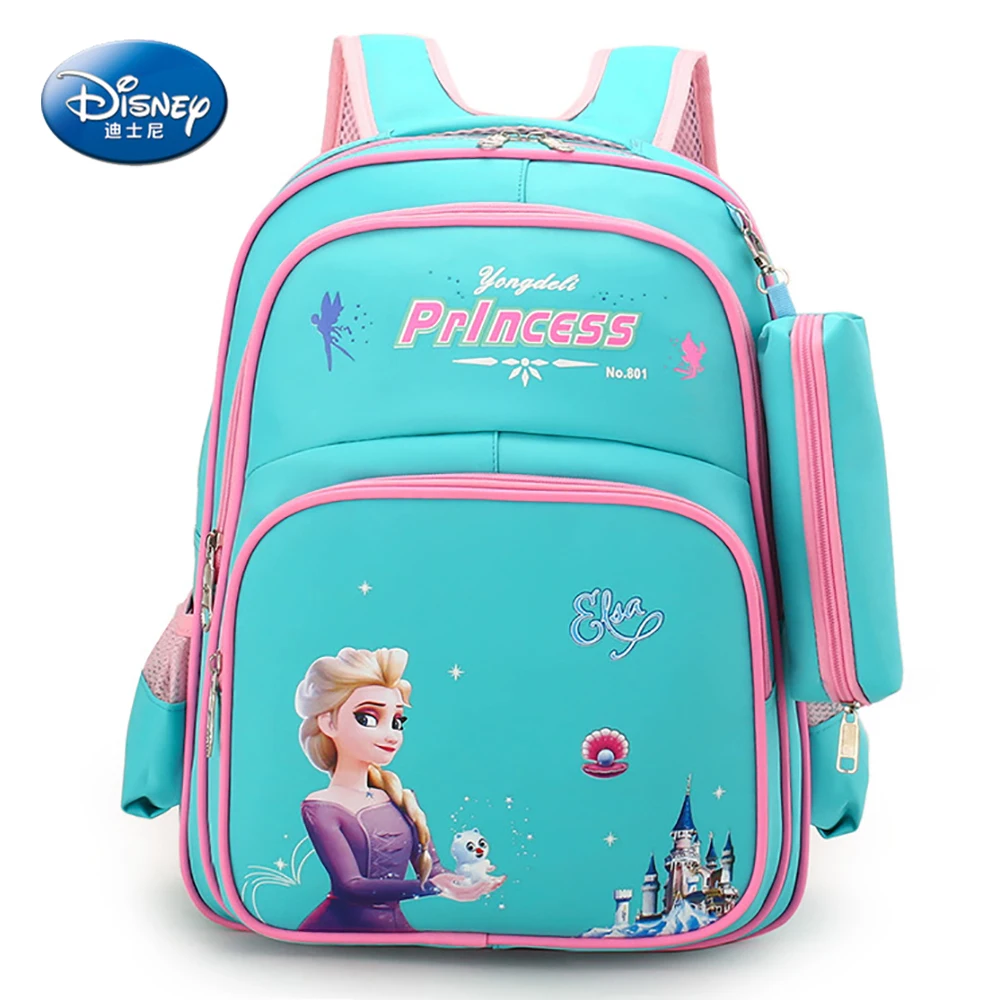 Детские школьные ранцы для девочек, вместительные рюкзаки с принтом принцессы Эльзы, Софии, Disney