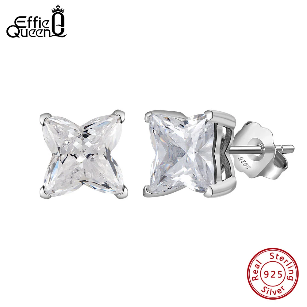 Серьги-гвоздики Effie Queen из стерлингового серебра 925 пробы и ожерелье с подвеской