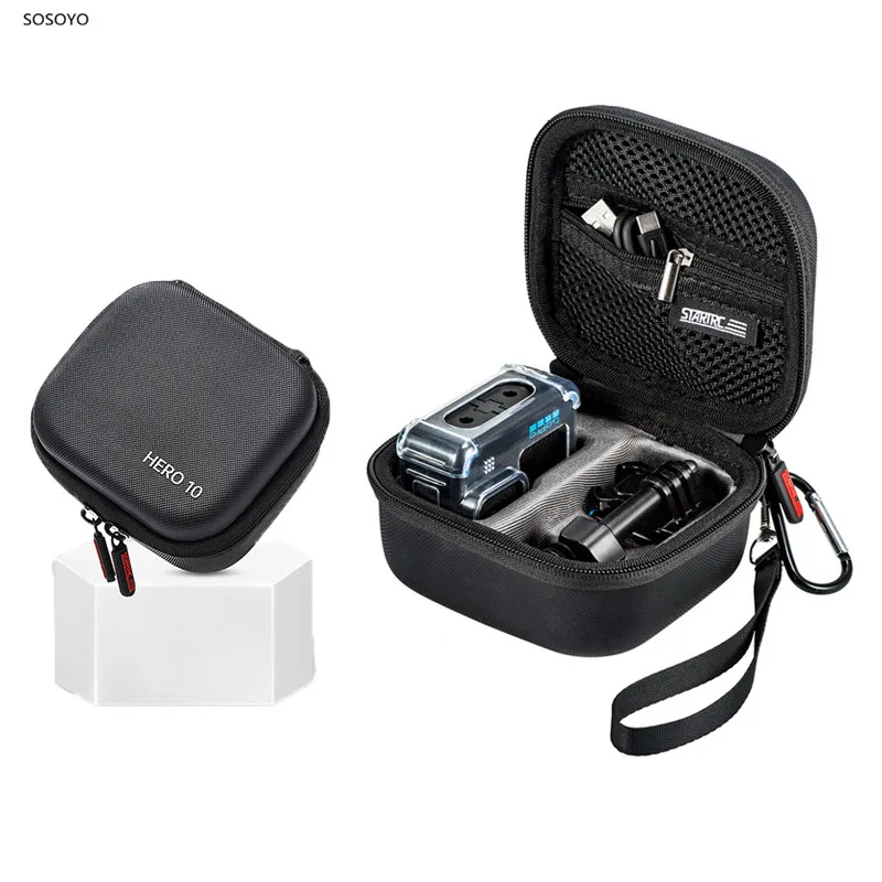 

Portable Bag PU Waterproof Storage Case Anti-Fall Transparent Shell Screen Tempered Film Set For Gopro Hero 10 9 Action Camera