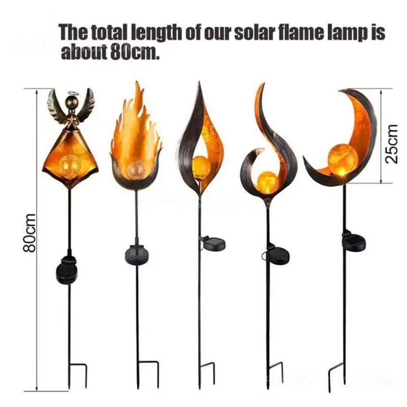 

Solar Flame Light Lawn Lamp Simulation Flame Effect Creative Metal Lamps Waterproof Outdoor Garden Courtyard Landscape Lights