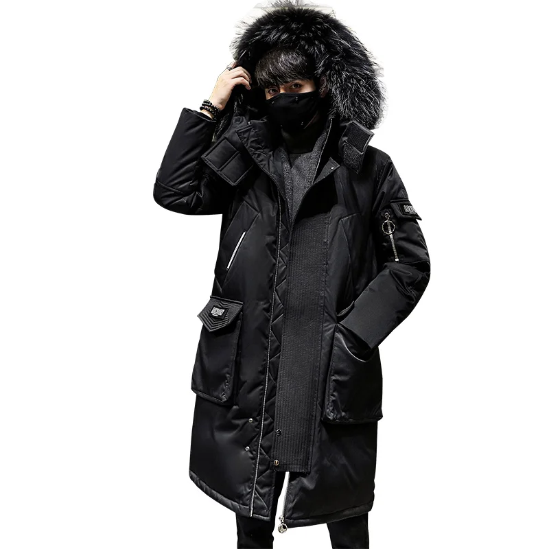[Down jacket] New style thick hooded down jacket in winter Men's medium long fashionable youth large jacket