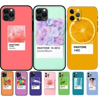 black tpu case for iphone 5 5s se 2020 6 6s 7 8 plus x 10 xr xs 11 12 13 mini pro max back pantone candy fruit sunshine novelt