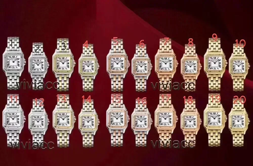 Luxury New Quartz Watch for Men Women Panthere Cheetah Square Lady Girl Gold Watches Silver Diamonds Roman Ultrathin