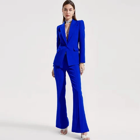 Женский деловой костюм HAGEOFLY желто-фиолетовый  из полиэстера и хлопка