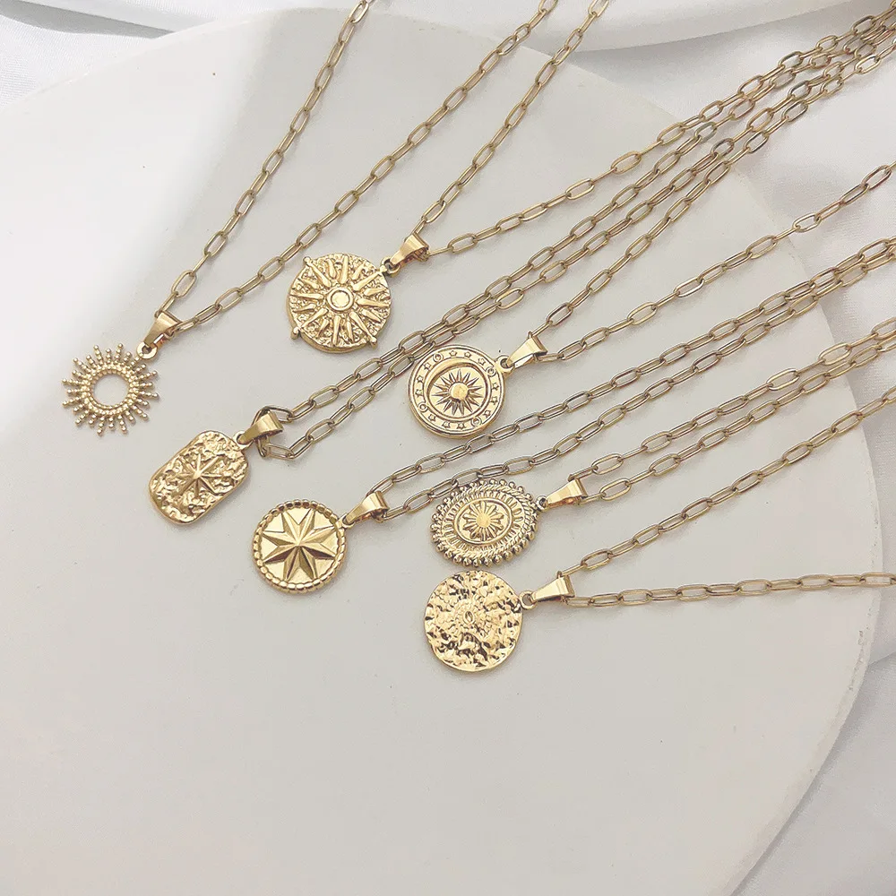 

Fashion Vintage 18K Gold Star Sunflower Pendant Necklace for women Girl clavicle chain multiple choice Jewelry accessories