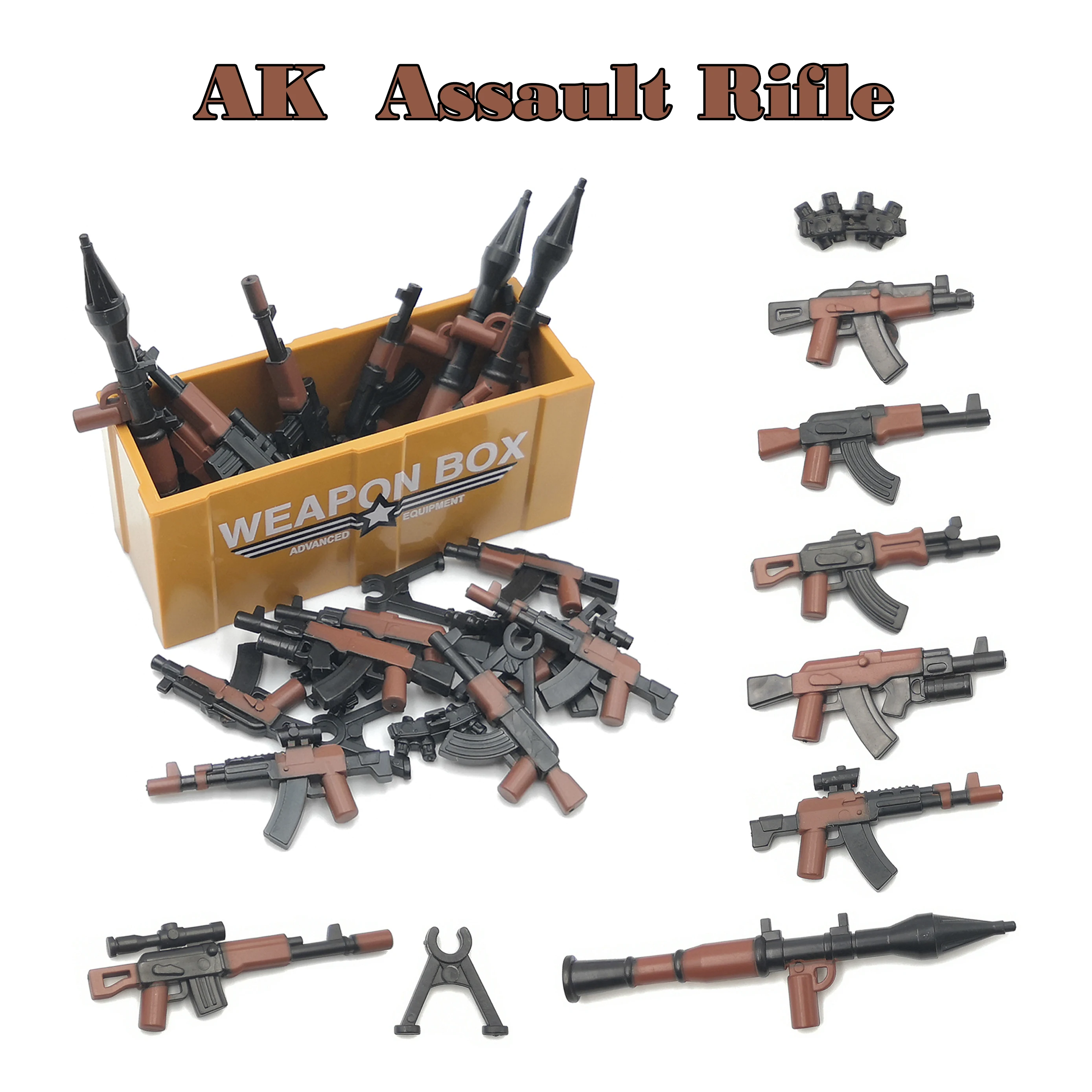 

31PCS AK Assault Rifles Camouflage Guns Weapon Military Soldier Figure WW2 Model Building Block Brick Playmobil Children Kid Toy