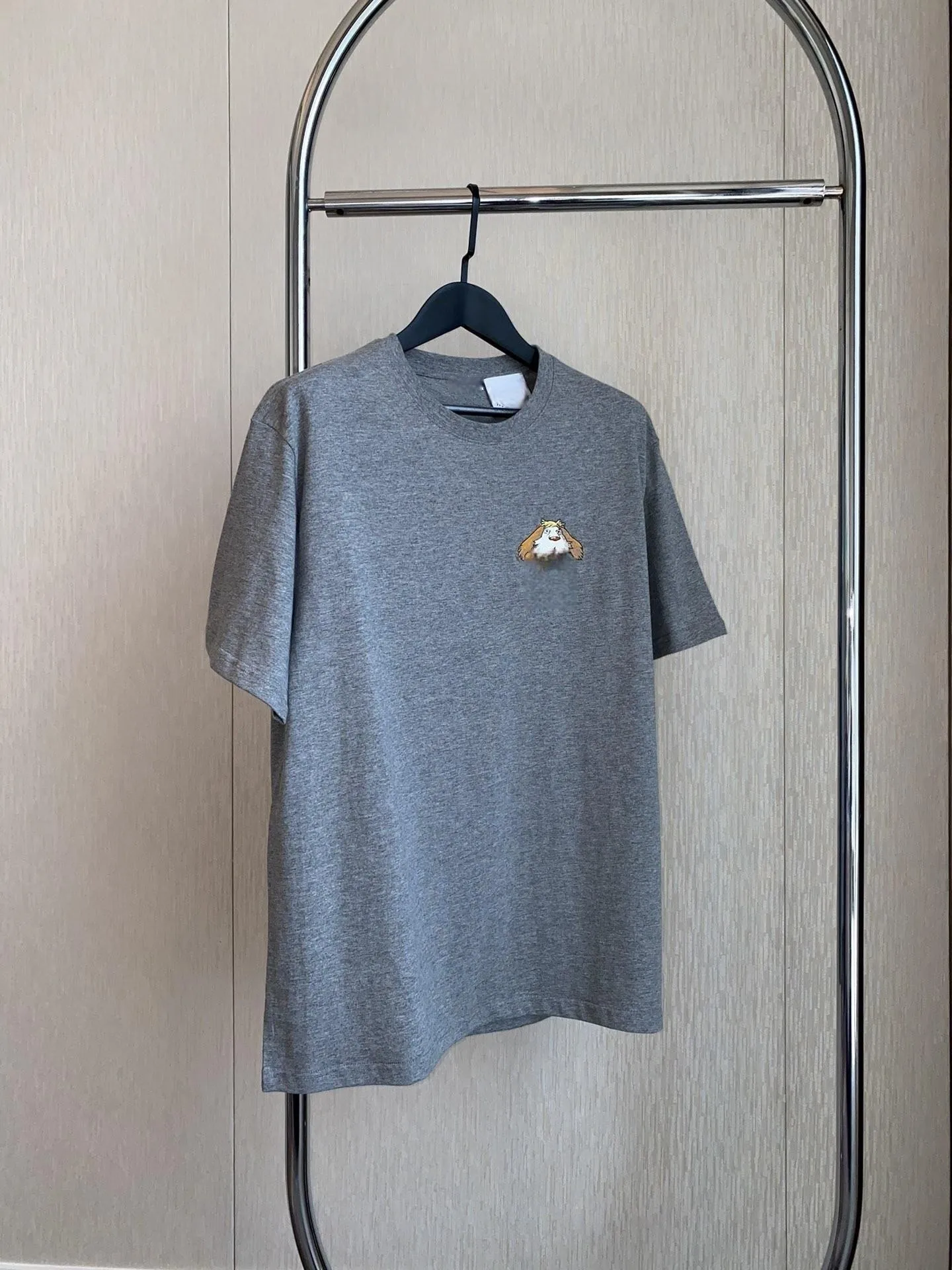 

2023 Spring And Summer New Puppy Rhine Eembroidery Round Neck Loose White Short-sleeved T-shirt Men And Women The Same