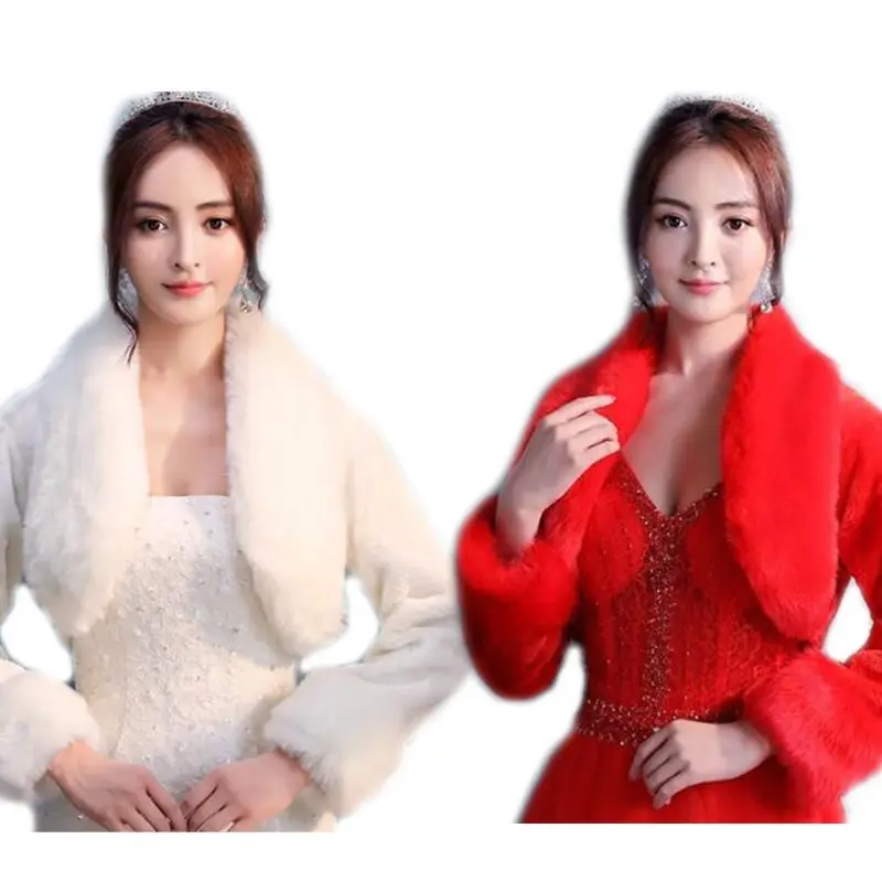 

Wedding Bridal Bridesmaid Winter Long Sleeve Bolero for JACKET Thicken Warm