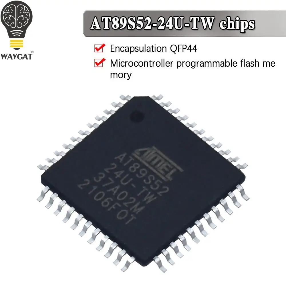10 PCS AT89S52-24AU QFP-44 89S52 8-bit Microcontroller with Programmable Flash 