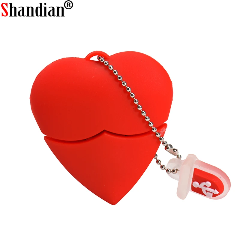 

SHANDIAN Love Heart USB Flash Drives 64GB Red Pen Drive 32GB Free Key Chain Memory Stick 16GB Creative Gift for Kids Pendrive 8G