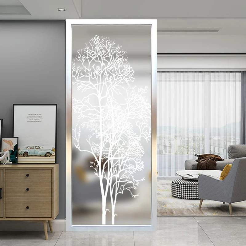 

Art glass simple modern screen partition wall home improvement living room frosted transparent entrance