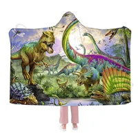 dinosaur print cool hooded blanket and fancy capes warm and soft flannel throws for adults and kids for all seasons