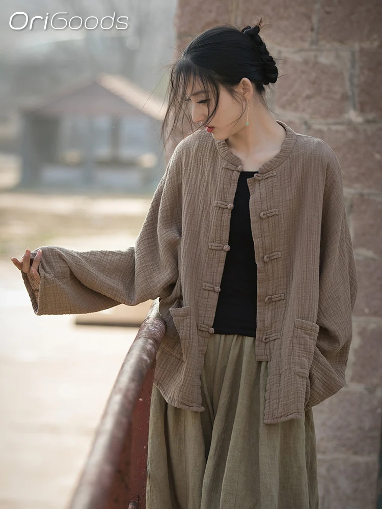 Оригинальная Свободная рубашка с длинным рукавом в национальном стиле Женская