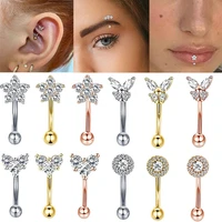 1pcs eyebrow piercing rook earring daith snug ring curved barbell tragus earring stud forward helix piercings cartilage jewelry