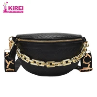 new style thick chain high quality chest bag ladies rhombic pu fashion all match messenger shoulder bag