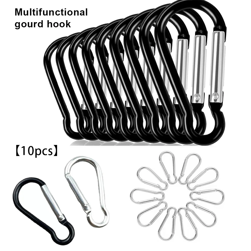 

10pcs Locking Carabiners Alloy Spring Carabiner Snap Hooks Carabiner Clip Keychain Outdoor Camping Climbing Hiking D-ring Buckle