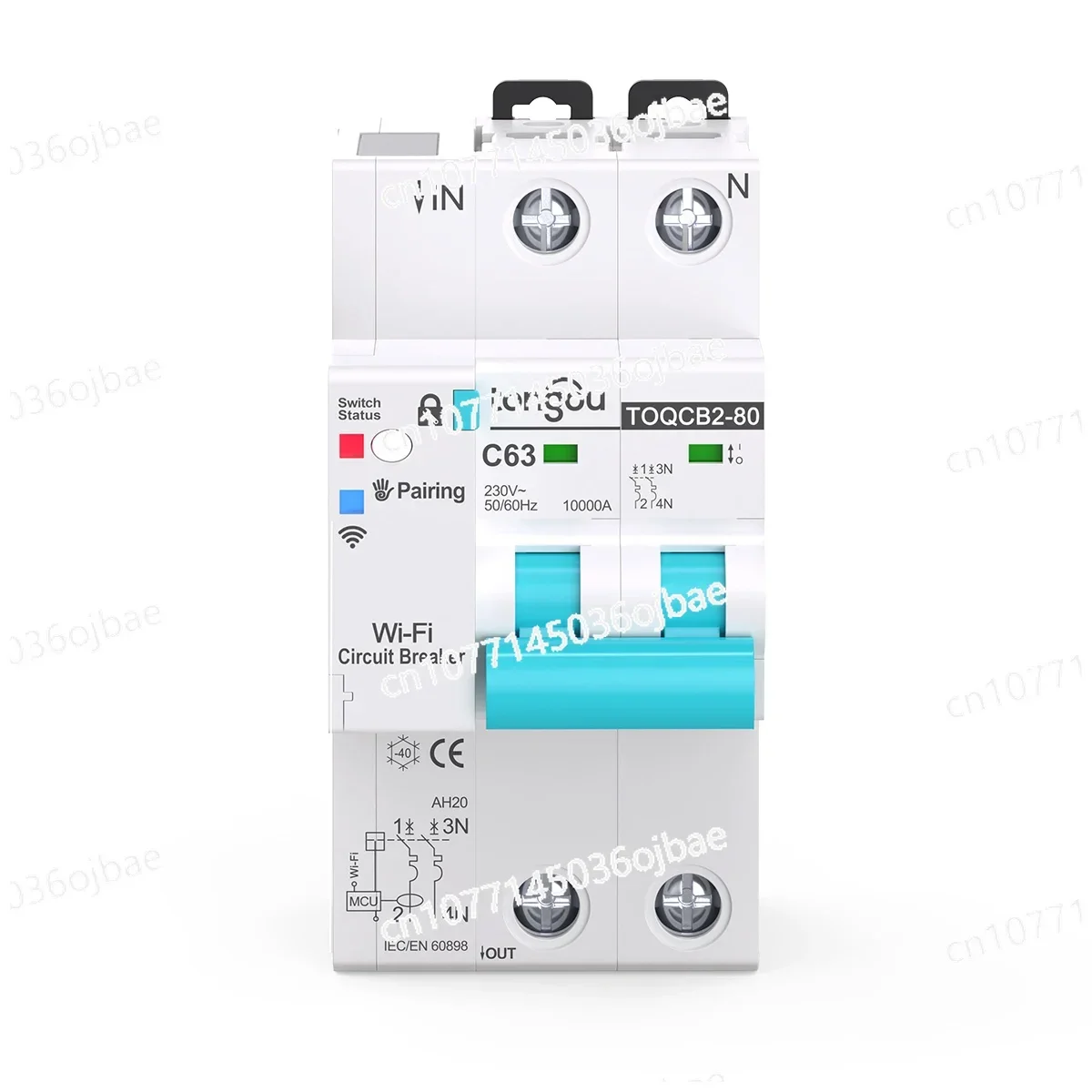 Интеллектуальный автоматический выключатель Wi-Fi 63A двухполюсный Tuya настенный 60A