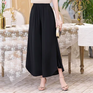 Брюки женские с широкими штанинами, Элегантные повседневные пляжные свободные черные винтажные штаны с завышенной талией и принтом, лето 2022