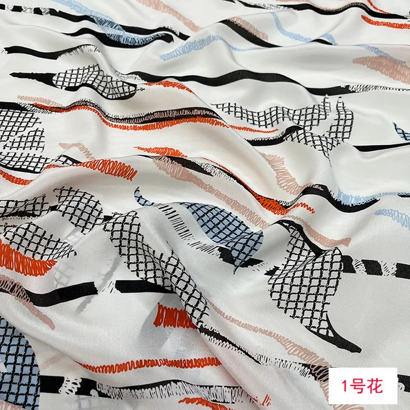 

Abstract Geometry Printing - Crepe De Chine Silk Fabric Blouse Shirt Dress Sewing Material