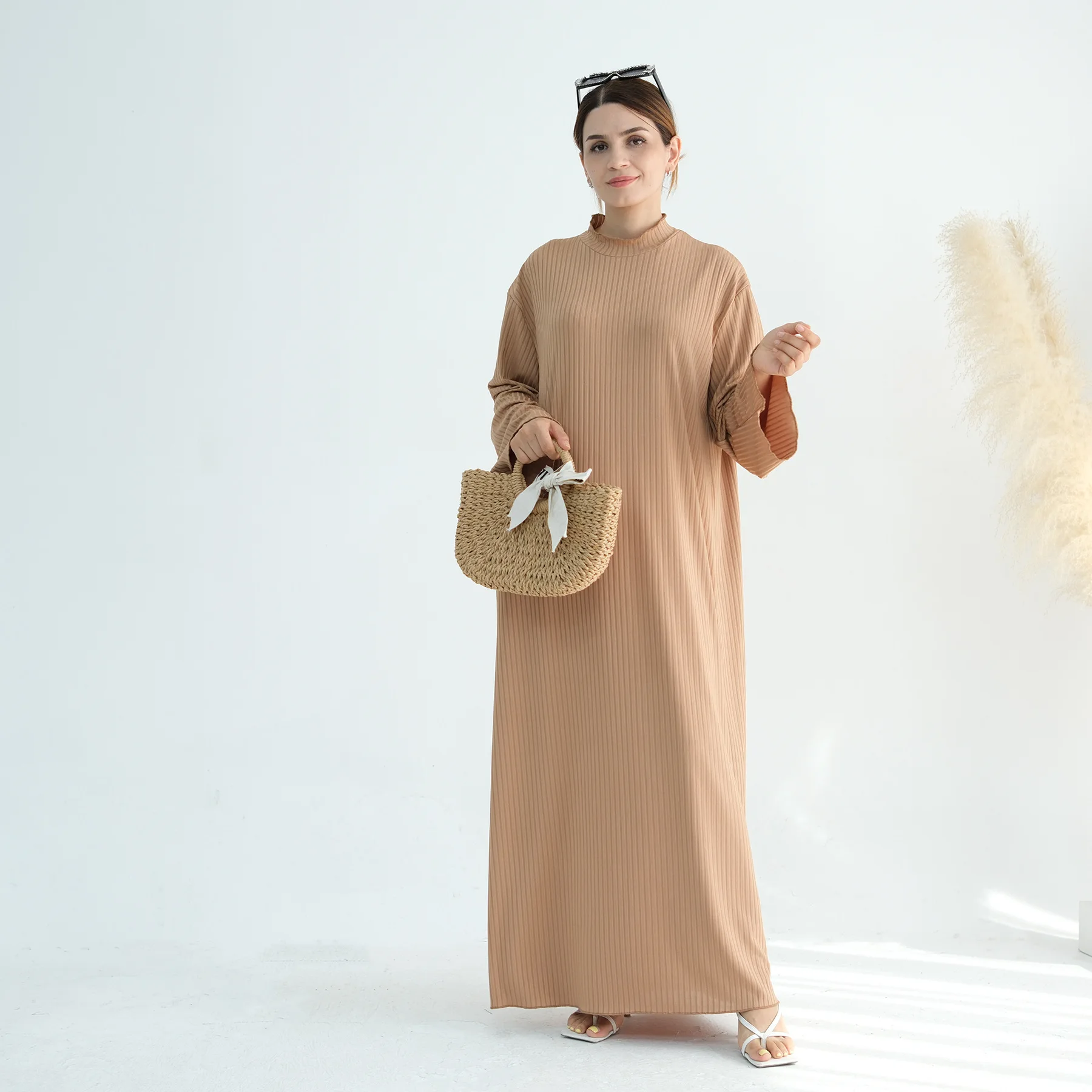 Осеннее длинное платье Абая для женщин исламская одежда зимний мусульманский