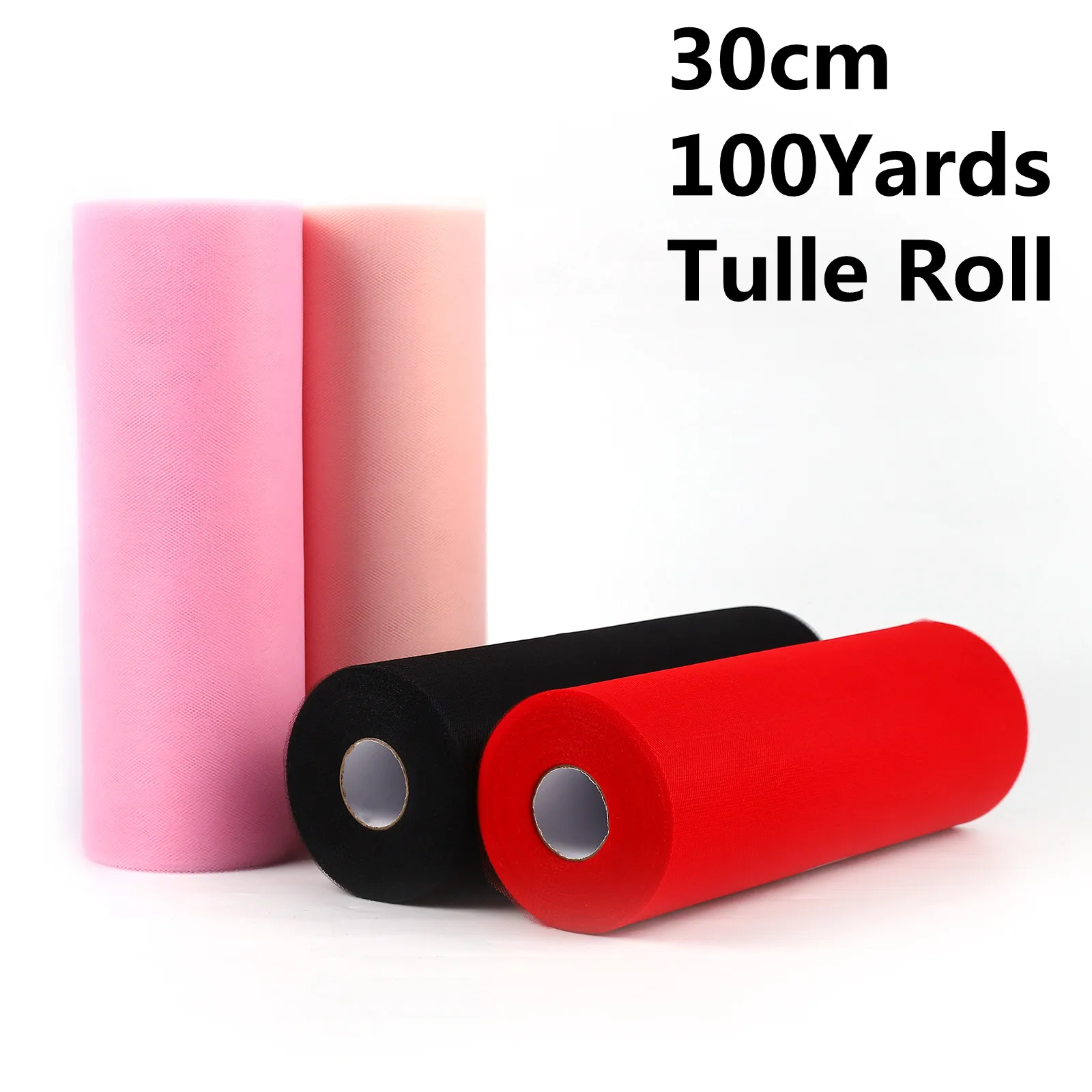 

30cm Width 100 Yards White Pink Tulle Roll Spool Tutu Wedding Decoration Organza Fabric DIY Craft Birthday Party Supplies