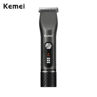 kemei 12w powerful hair clipper professional barber shop rechargeable trimmer led display cordless hair cutting machine for men