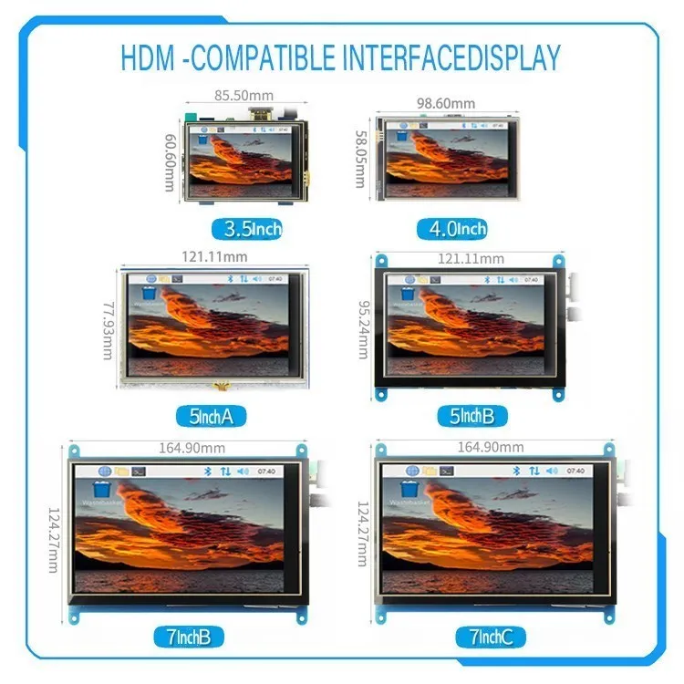 

3.5 inch/4 inch/5 inch/7 inch resistive/capacitive touch screen for Raspberry Pi 3b 4th generation