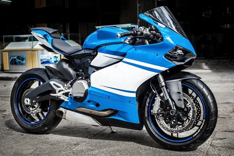 

Комплект обтекателей из АБС-пластика для мотоцикла Ducati 899 1199 Panigale s 2012 2013 2014 12 13 14, комплект обтекателей синего и белого цвета, 4 подарка