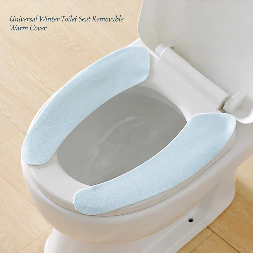 

Bathroom Removable Toilet Seat Cover Reusable Skin-friendly Sticky Lid Pad Apartment Winter Washroom Decor