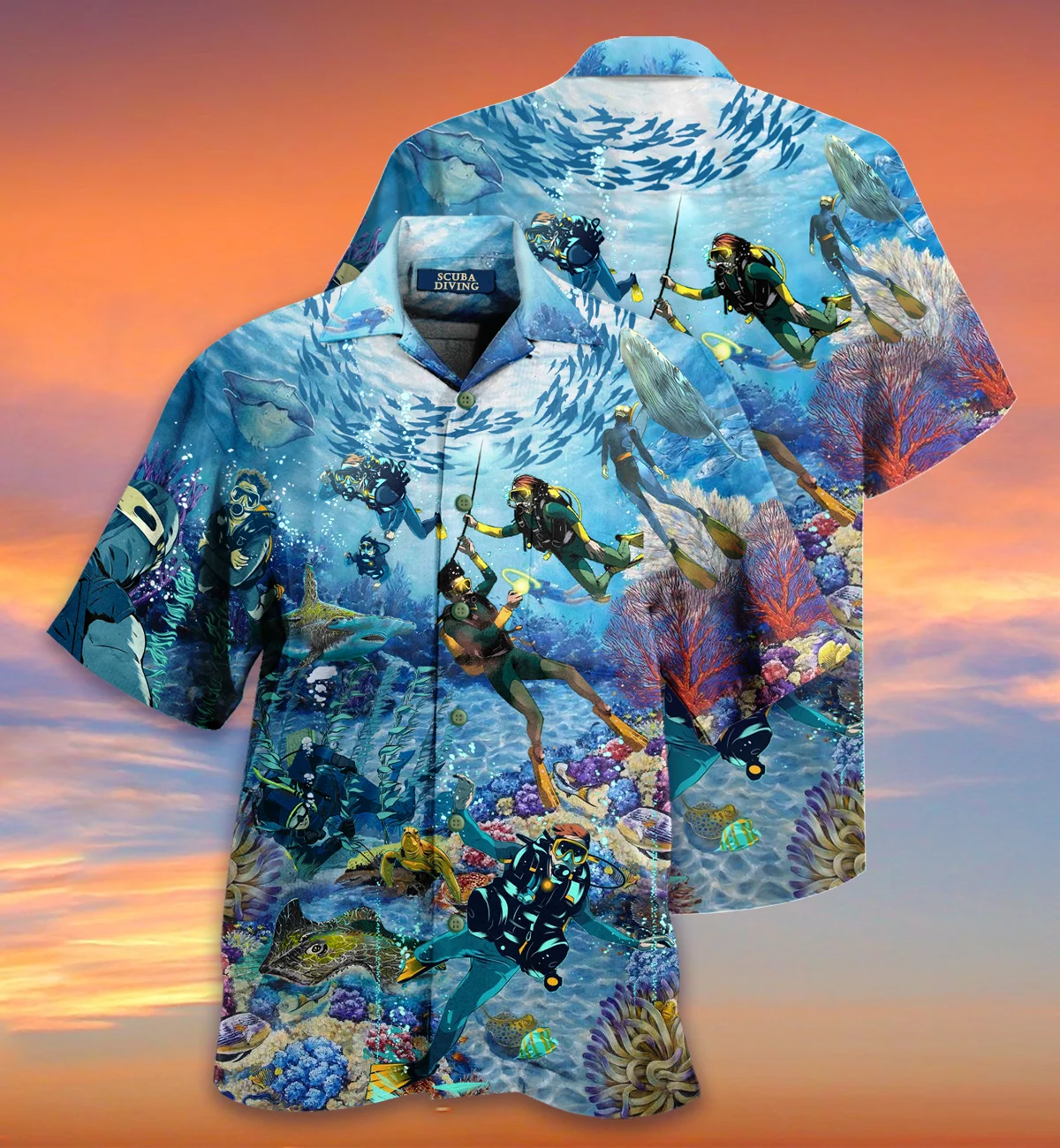 

Submarine Diver Hawaiian Beach Shirt Free Shipping Fashion 3D Customized Logo Printed Short Sleeve Casual Men Clothing